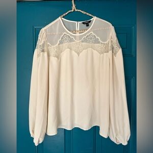 EXPRESS Elegant Cream Lace Women's Top size L